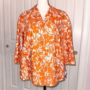 NWT Liz Claiborne orange & white 3 quarter blazer jacket, oversided small/Med/L